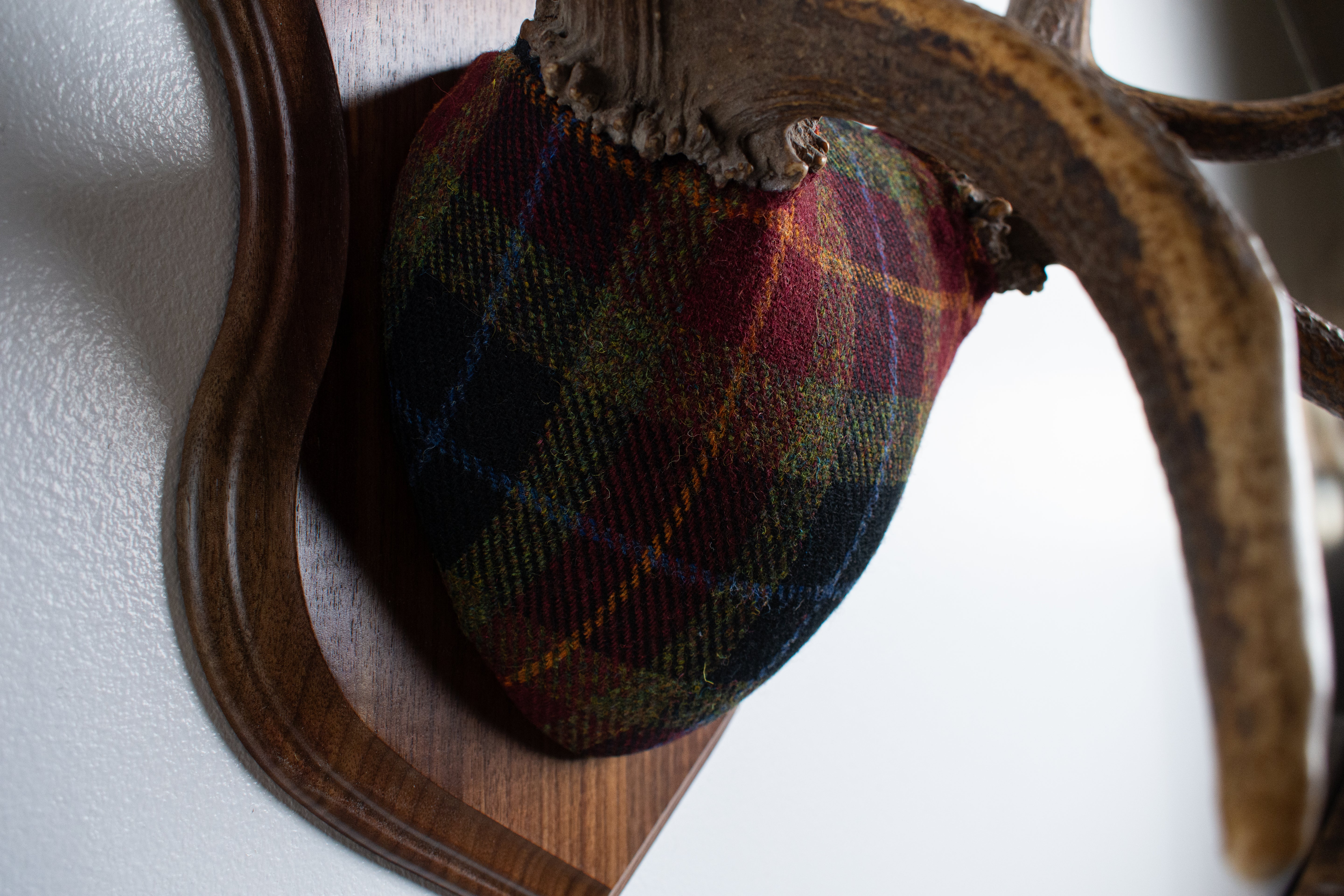 SOLD OUT | Elk Antler Mount | Green, Red, & Black Tartan | 29