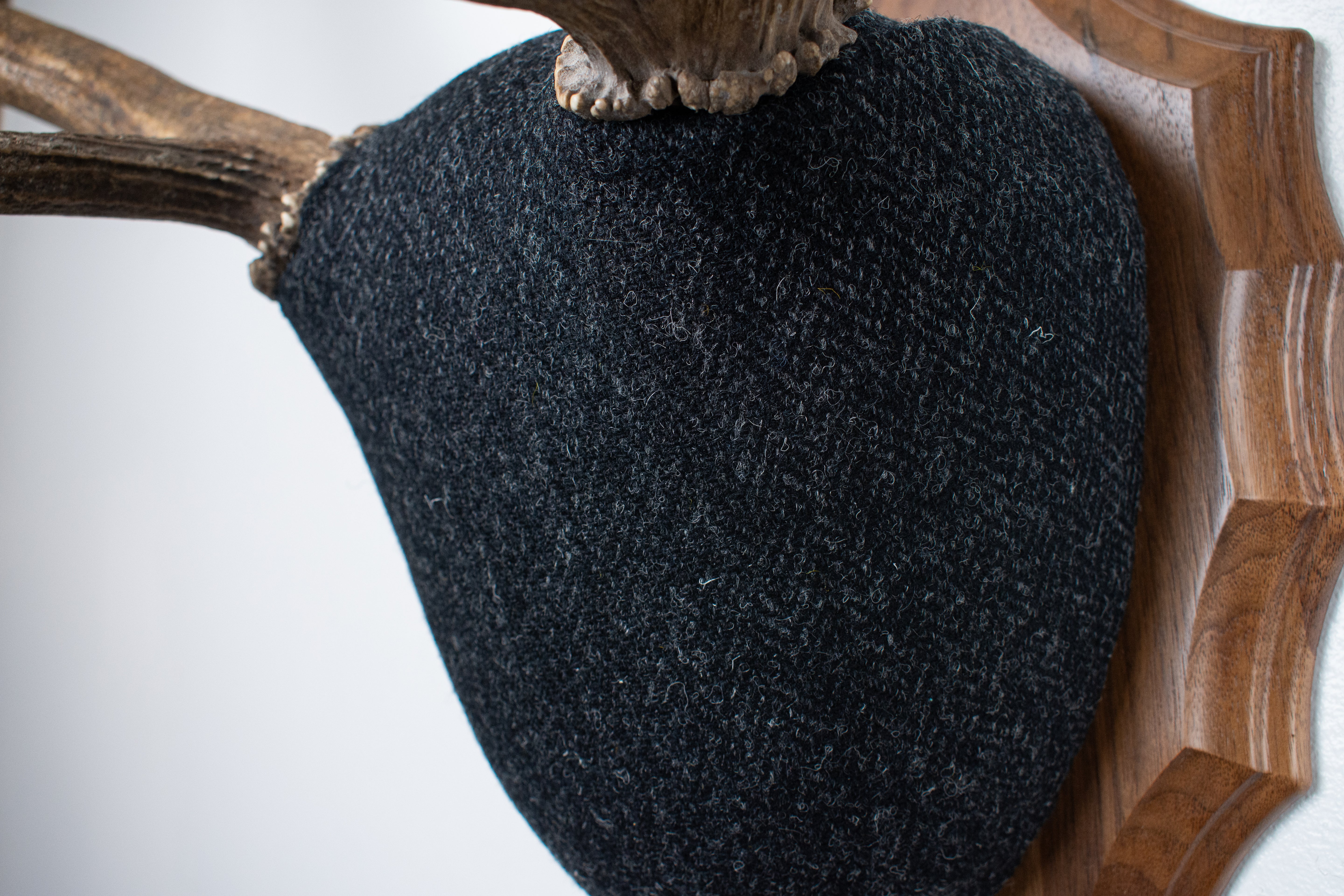 Elk Antler Mount | Black and Charcoal Herringbone | 43