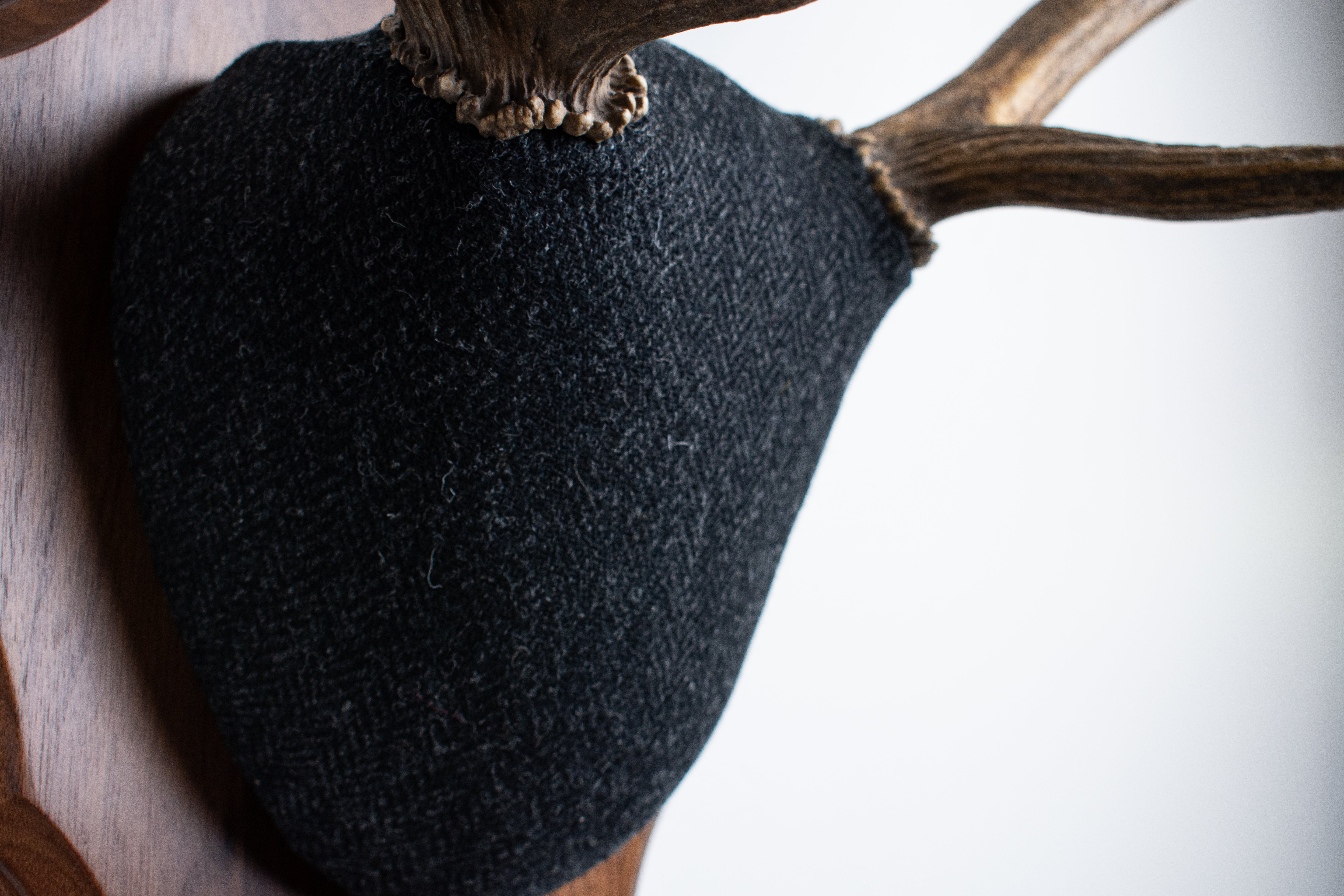Elk Antler Mount | Black and Charcoal Herringbone | 43