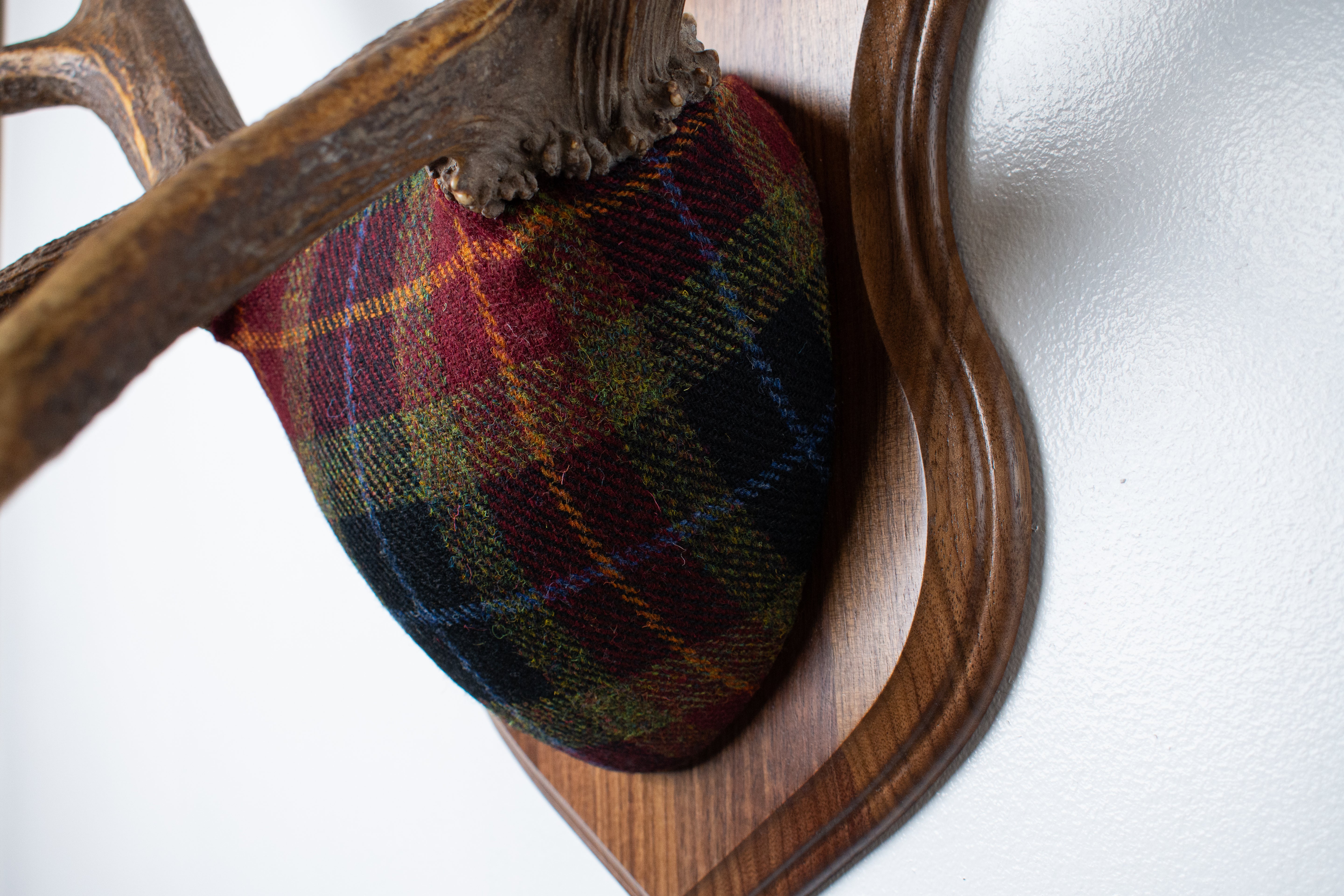 SOLD OUT | Elk Antler Mount | Green, Red, & Black Tartan | 29