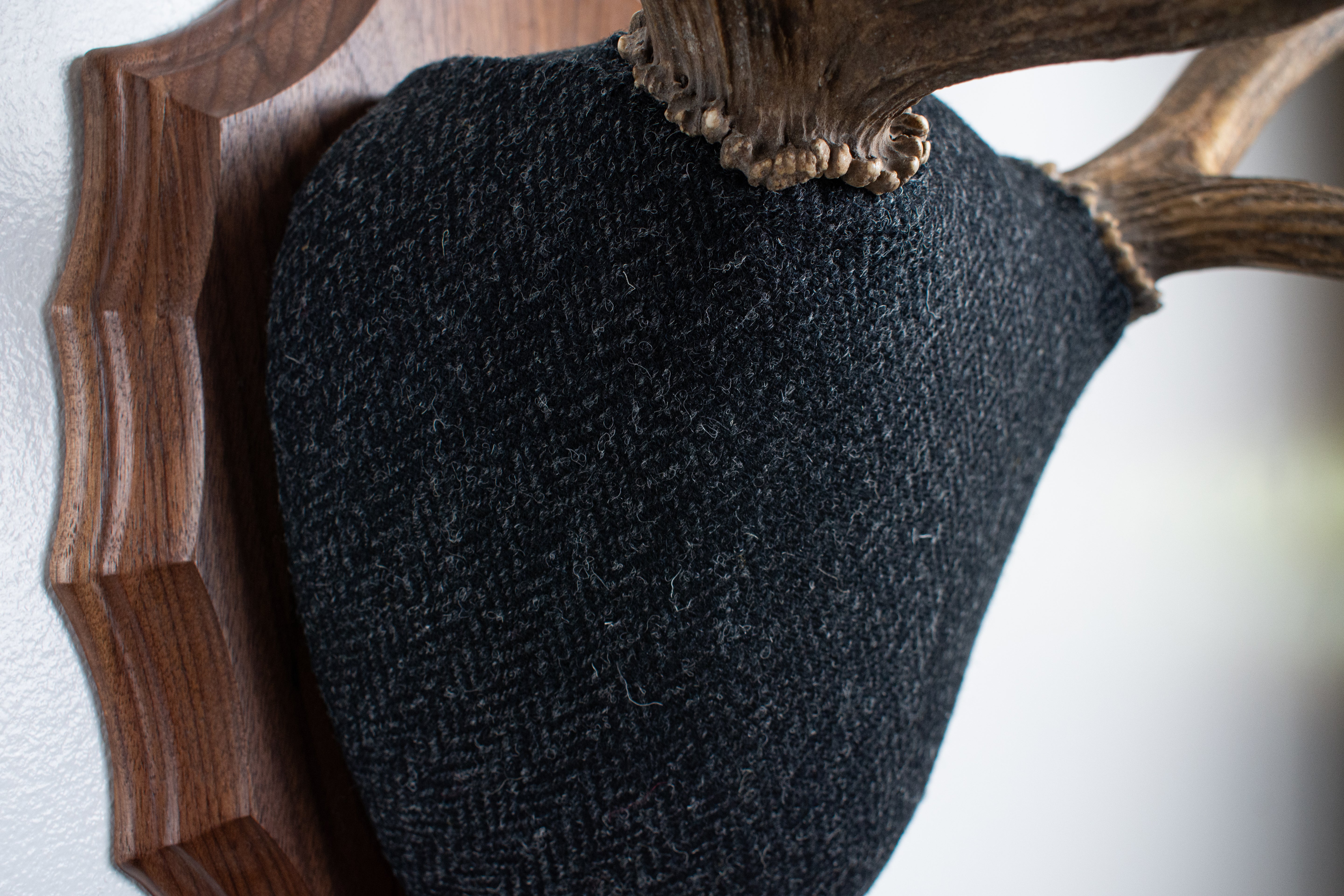 Elk Antler Mount | Black and Charcoal Herringbone | 43